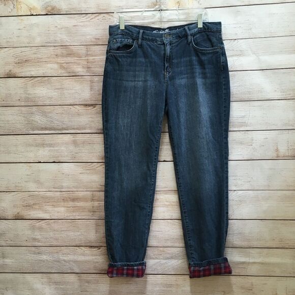 EDDIE BAUER FLANNEL LINED BOYFRIEND RELAXED JEANS‎ - Picture 1 of 6